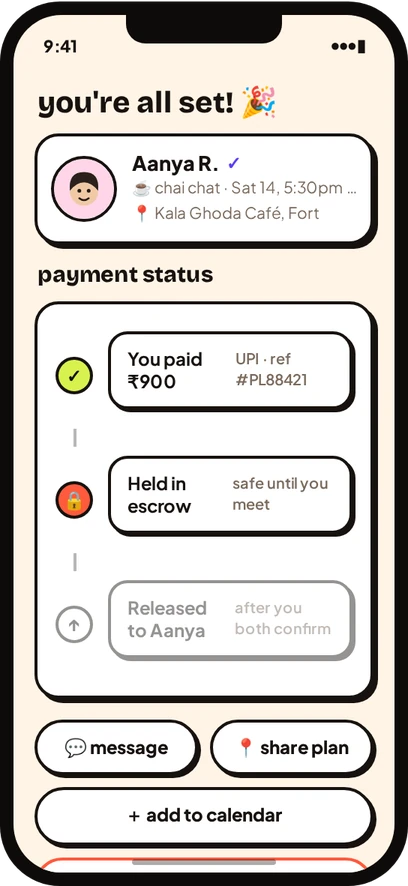 In-app escrow tracker showing held funds